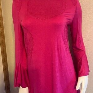 Capio Hot Pink Bell Sleeve tunic top Sz med